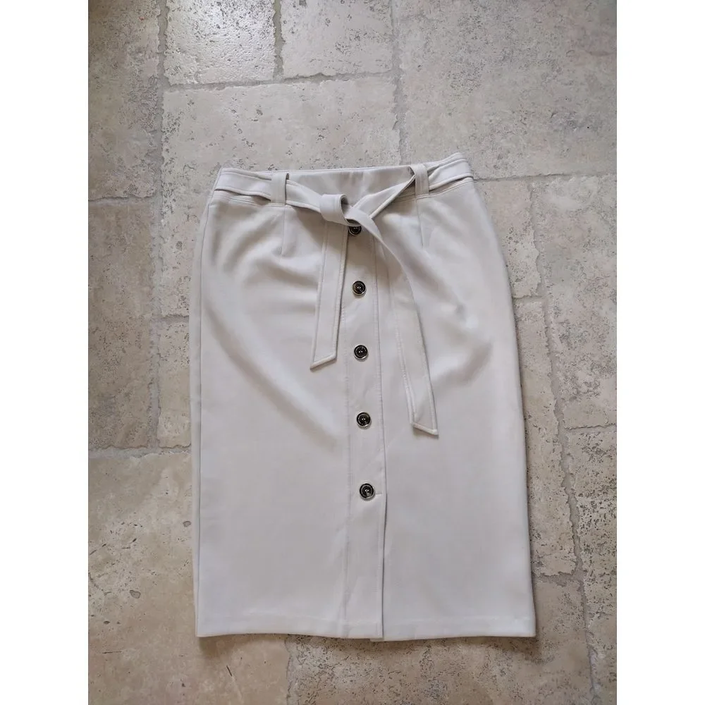 Marc New York Skirt Woman M‎ Beige Full Control Waistband Midi Pencil Office